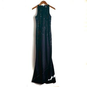 🆕Adrianna Papell Midnight Black Embellished Gown NWT sleeveless high neckline